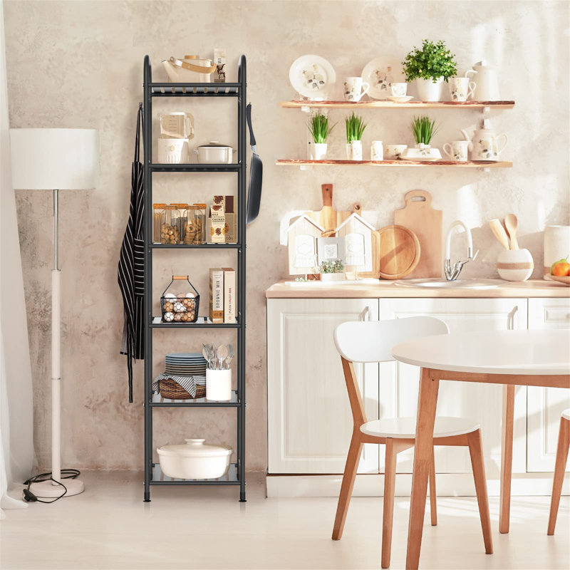 17 Stories 6 Tier Narrow Metal Bathroom Towel Storage Rack with 10 S